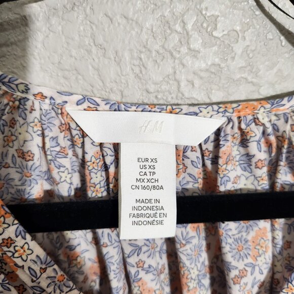 H&M Dress Womens Floral Print Long Sleeve Tunic A Line Dress XS Boho - Picture 2 of 11
